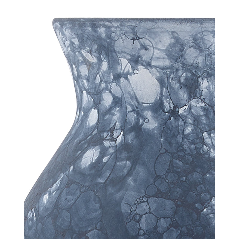 Phonecian Handmade Terracotta Table Vase, 16" H x 9" W x 9" D, Navy/White