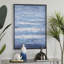Toile, paysage, art mural bleu encadré avec cadre noir