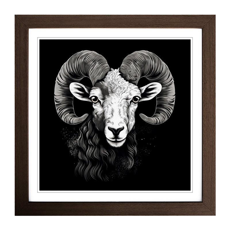 Ram Sheep No.2 - Framed Print, Walnut