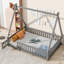 Lit simple en forme de tente avec garde-corps et lattes-117067368-117067369