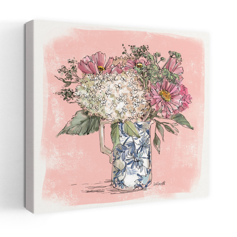 Hortensia dans un pichet, art floral contemporain, H 24 po x l 24 po