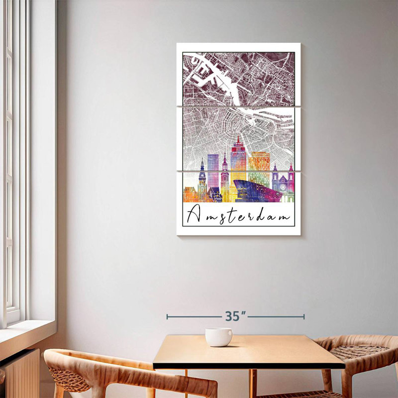 Carte de la ville de Aliaz Amsterdam, H 57 po x l 36 po