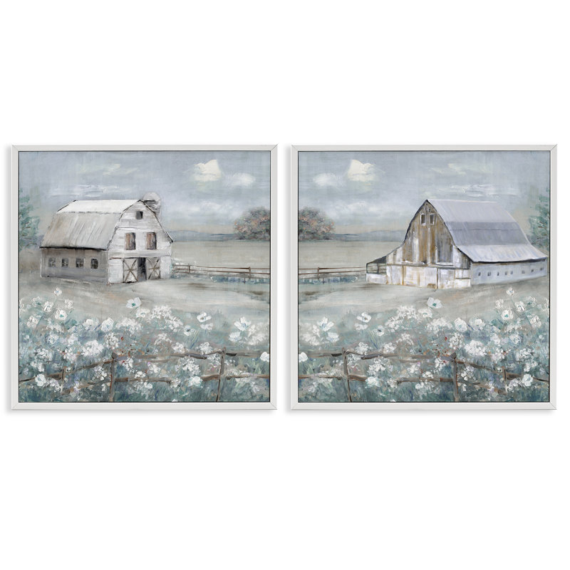  Ensemble de 2 giclées Country Meadows with Barns par Sally Swatland, H 12 po x l 12 po
