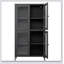 Armoire de rangement classique en métal avec 4 portes en verre et 4 tablettes réglables, parfaite pour la maison et le bureau