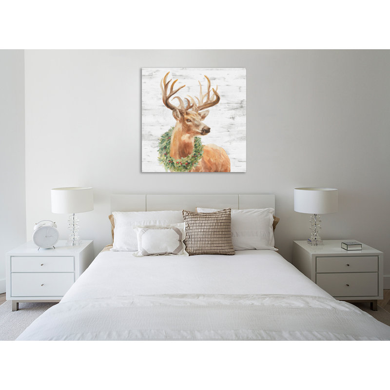 «Woodland Holiday Stag Gray», toile tendue par Danhui Nai, H 18 po x l 18 po x P 1,5 po