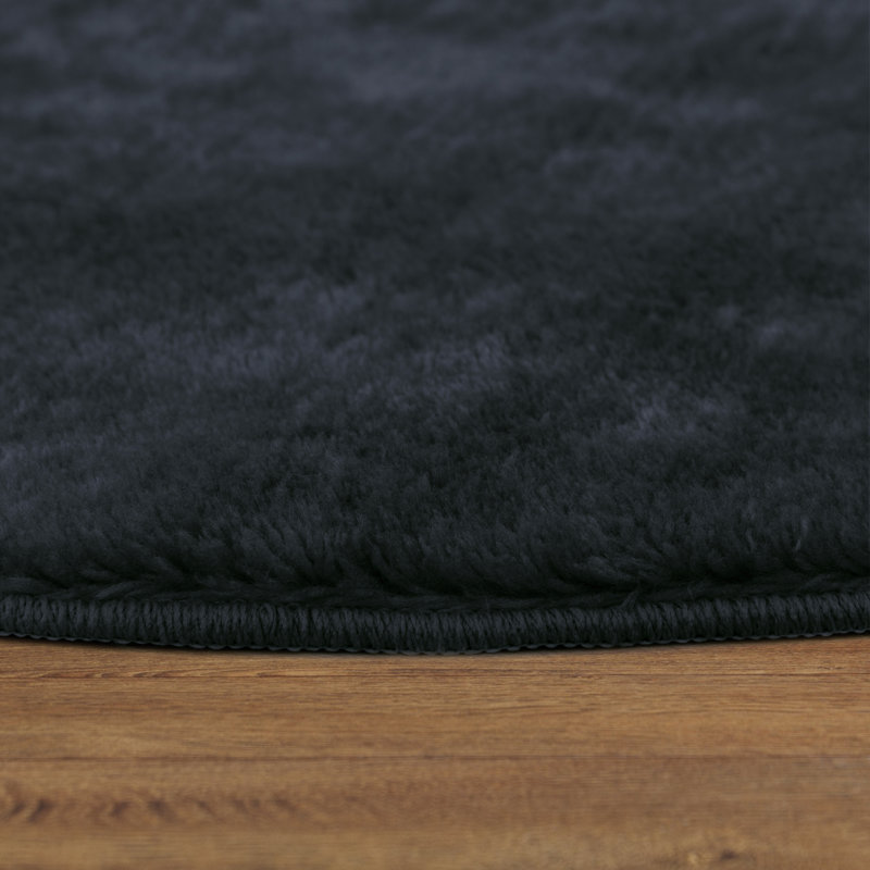 Cressex 100% Polyester Navy Blue Outdoor Rug, Round 160cm