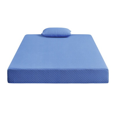 Matelas double Fia avec 1 oreiller, mousse viscoélastique imprégnée de gel et thé, bleu 7 pouces