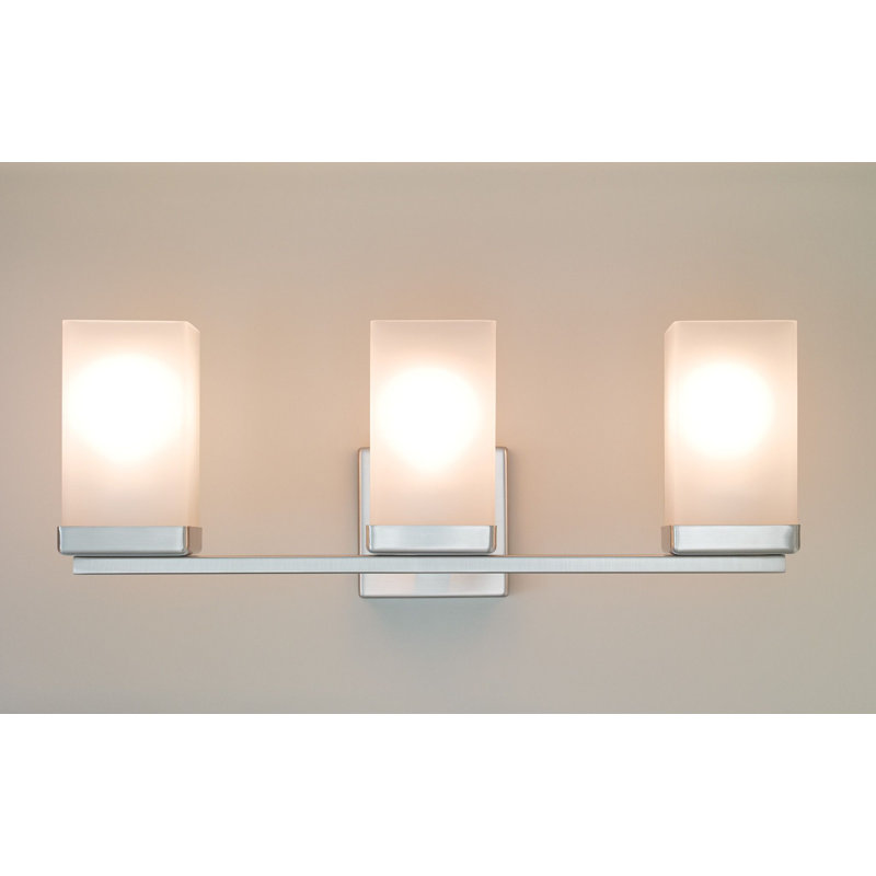 90 Degree Modern Dimmable 3-Light Wall Mounted Bathroom Vanity Lighting Fixture, Brushed Nickel, 3