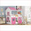 Lit simple superposé Pinewood Playhouse Tente rose + blanc
