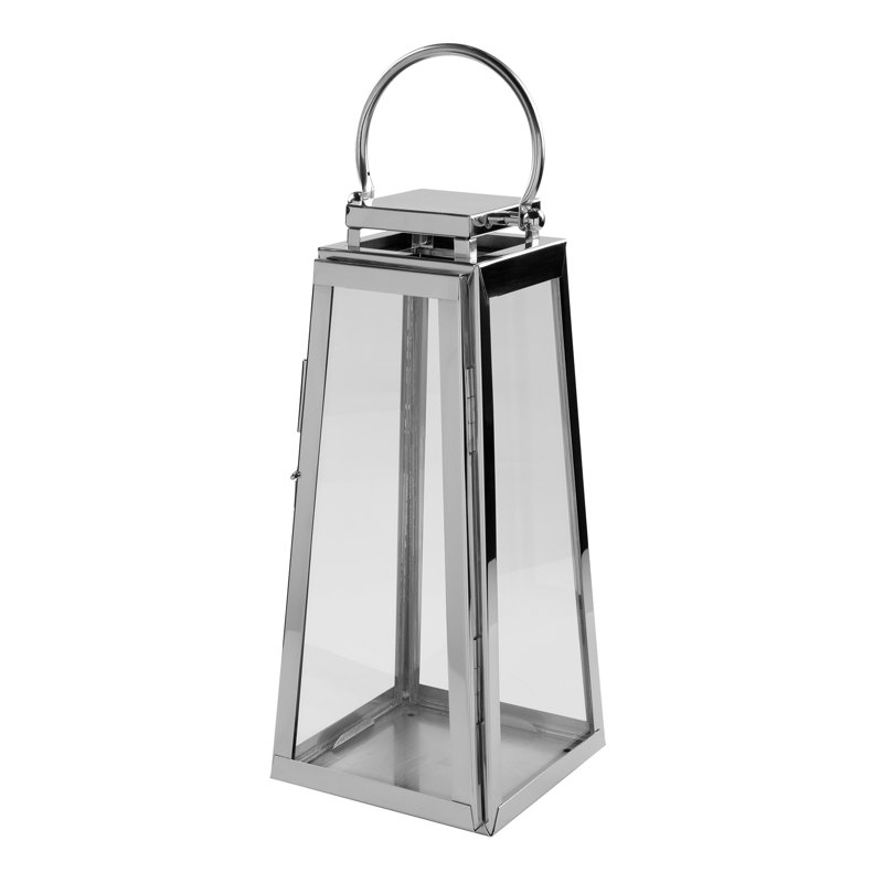 Stainless Steel Floor Lantern, 43cm H x 18cm W x 18cm D