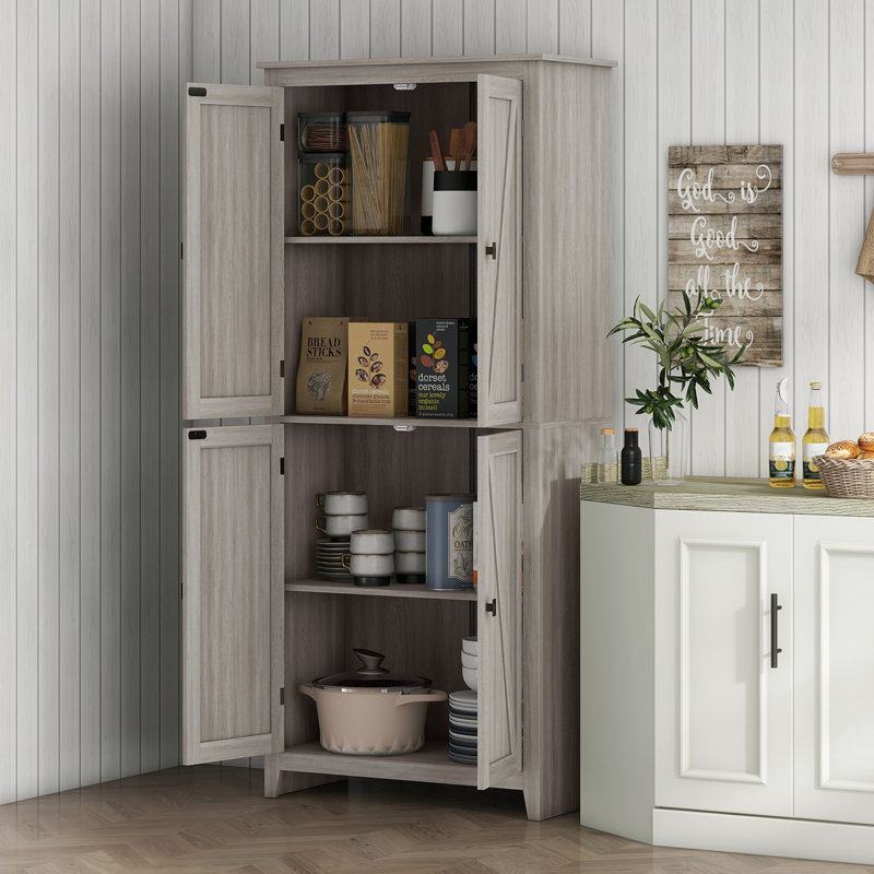 Buffet 72 po, armoire de cuisine autoportante, gris