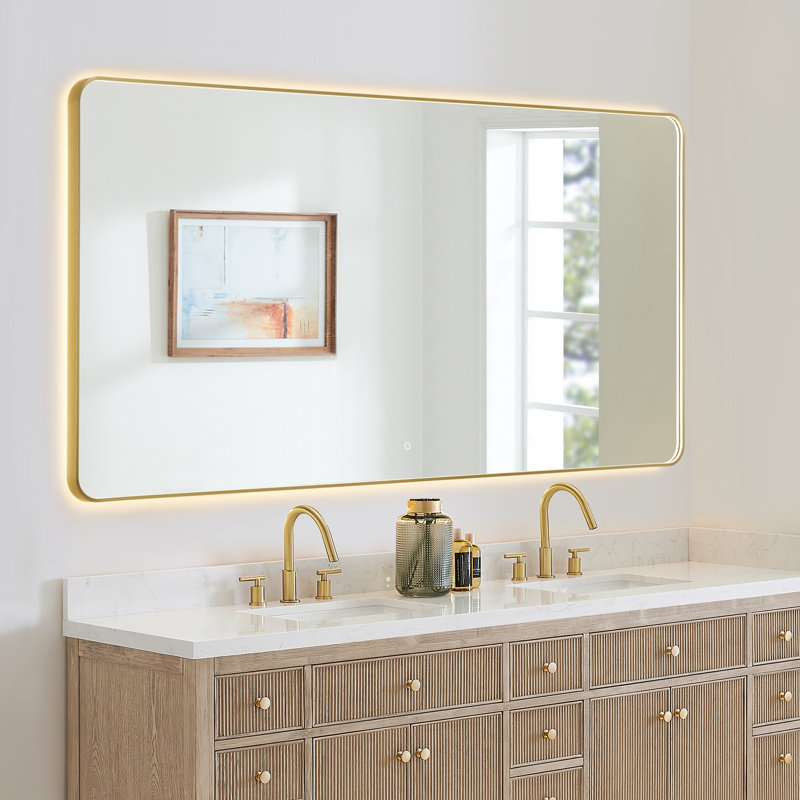 Dazzle Rectangular Anti-Fog Dimmable Modern Bathroom/Vanity LED Lighted Wall Mirror in Aluminum Framed, 42" x 84"