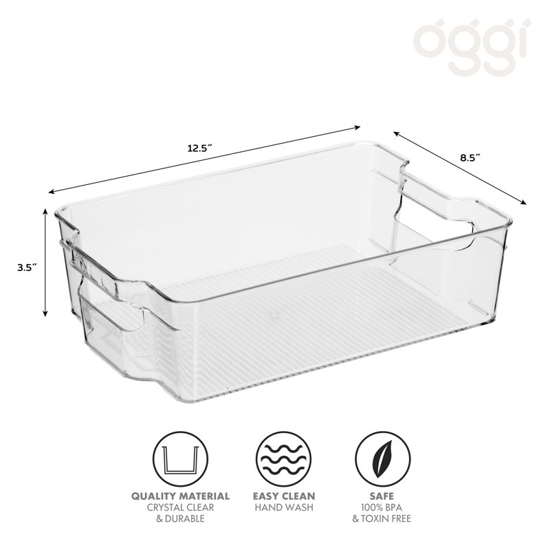 Stackable Storage Bin, 3.5" H x 8.5" W x 12.5" D