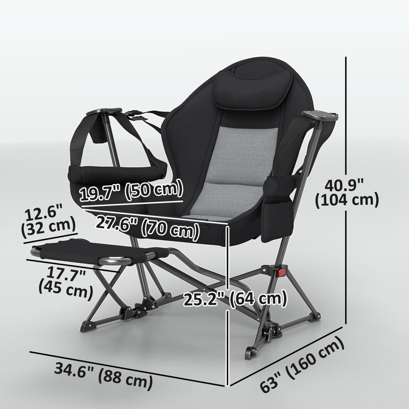Double Hammock Camping Chair, Adjustable Back Folding Rocking Chair Swinging Hammock Chair with Cup Holder, Headrest, Removable Footrest, Padded Seat for Travel Sports Concerts
