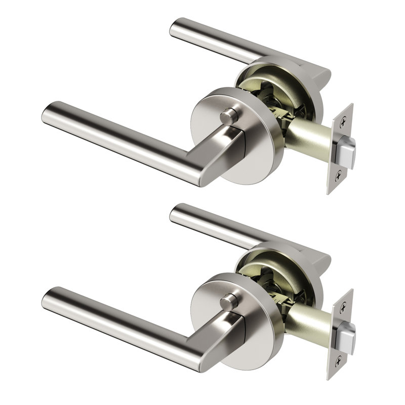 Levier de porte d'intimité Brio de style moderne dissimulé pour (lit et salle de bain) - Style minimaliste élégant en nickel brossé