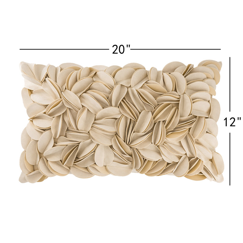 Housse de coussin brodée, Rectangle H 12 po x l 20 po, Beige - Suède uni