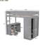 Lit mezzanine simple Space avec placards gris, bureau et armoire 2 armoires, foyer-2001209156-2001209157