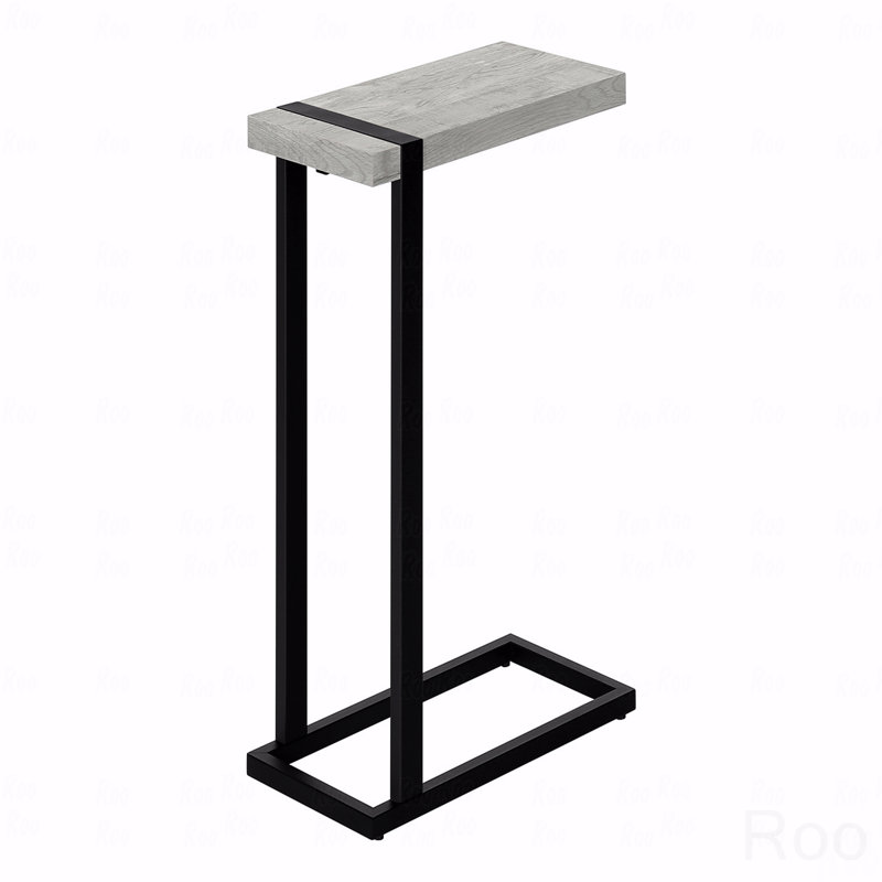 Table d'appoint, en forme de C, bout, côté, stratifié gris Snack, contemporain, moderne, Gris