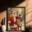 Père Noël rétro noir encadré avec art mural de style rétro-1758391168