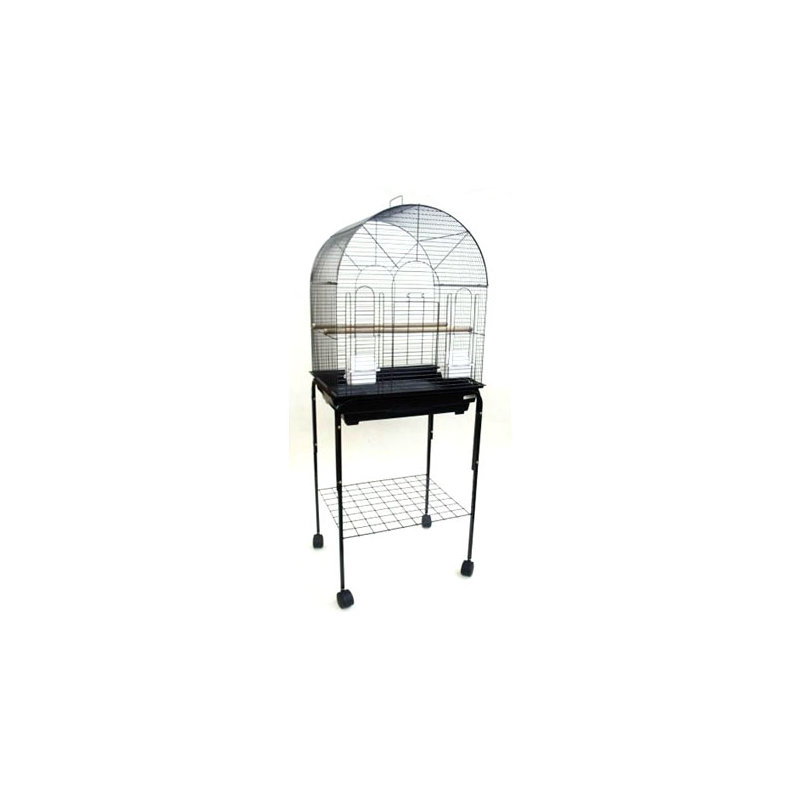 Cage à oiseau à plateau rond avec support, Noir