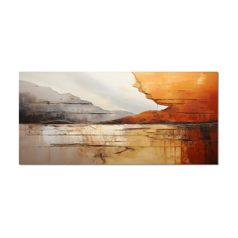 Grey Orange Grey And Orange Geological Wonders - Dams Wall Art, Wrapped Canvas, 28" H x 60" W x 1.5" D