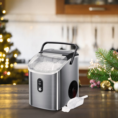 Machine à glaçons de comptoir Nugget avec glace à croquer souple, automatique 34S en 24 heures, machine à glaçons portable avec pelle à glace, autonettoyante, fonctionnement en un clic, pour la cuisine, le bureau