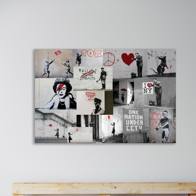 « red collage », reproduction d’impression sur toile tendue, H 12 po x l 18 po x P 1,5 po