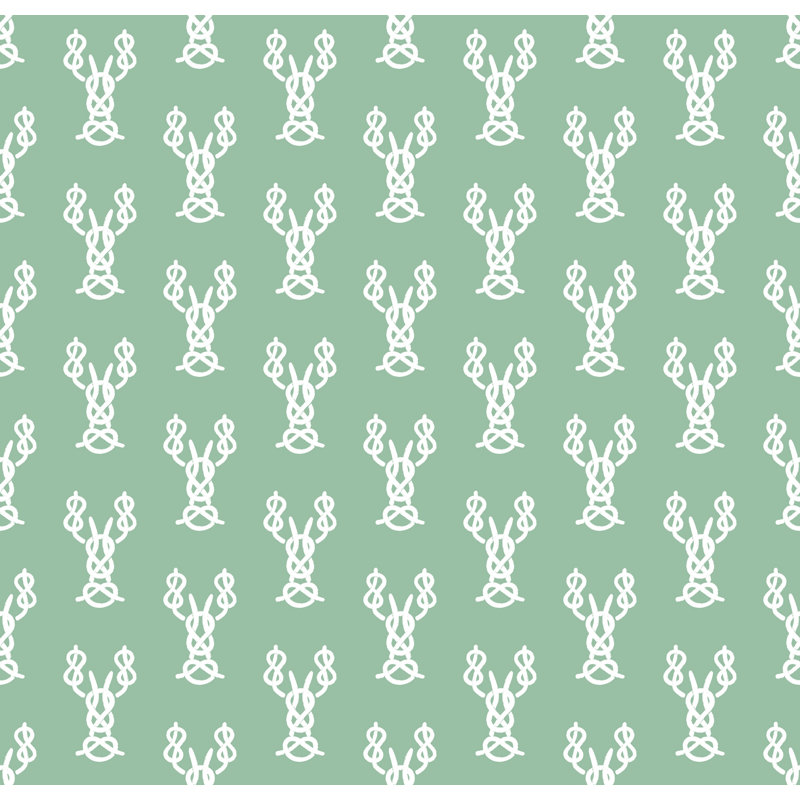 Nautical Lobster Knots 10' L x 24" W Wallpaper Roll, Green, Paper, Non-pasted