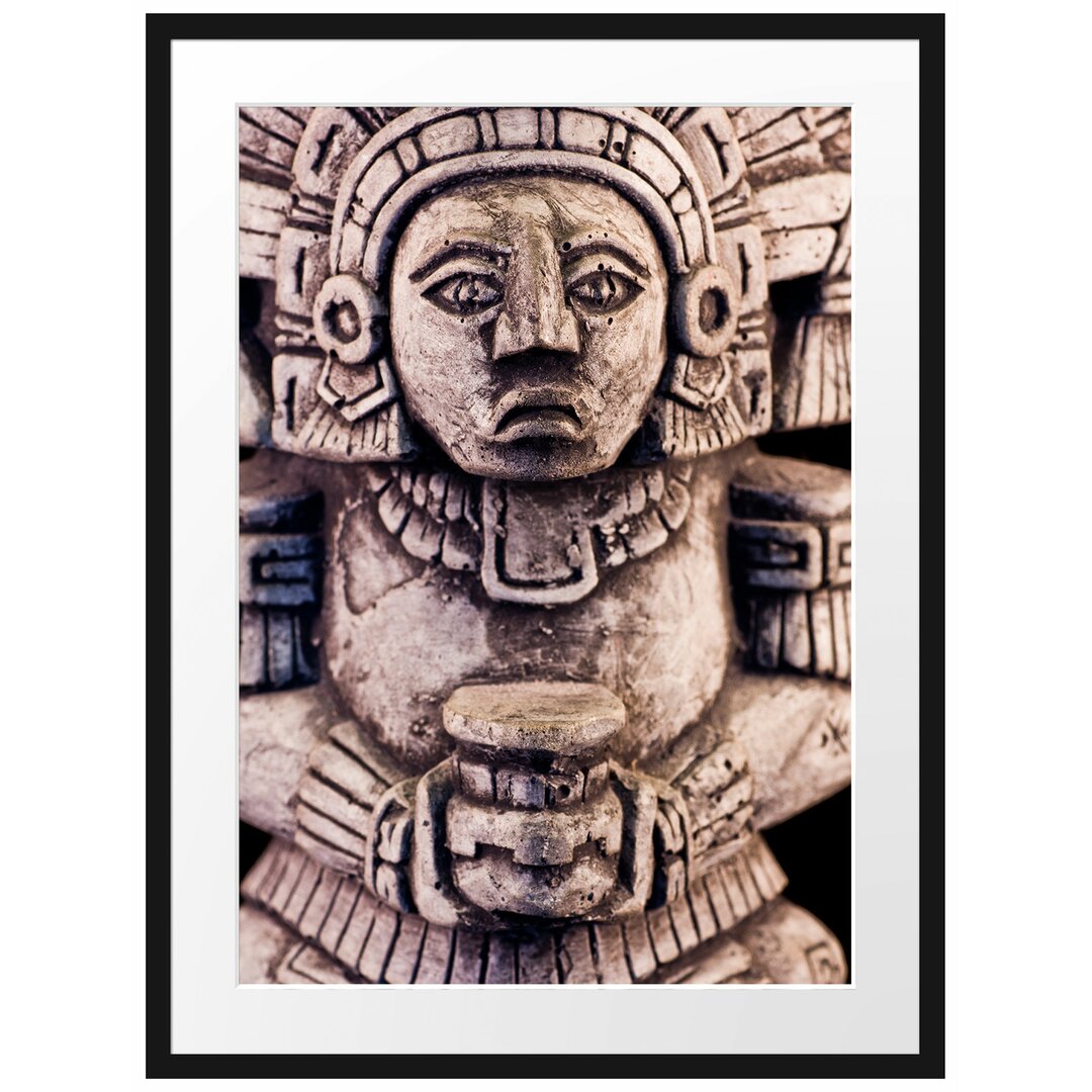 Gerahmtes Poster Kleine Maya Skulptur