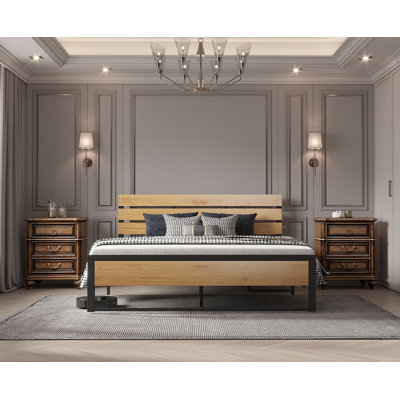 Ingrun Metal Bed Frame with Headboard