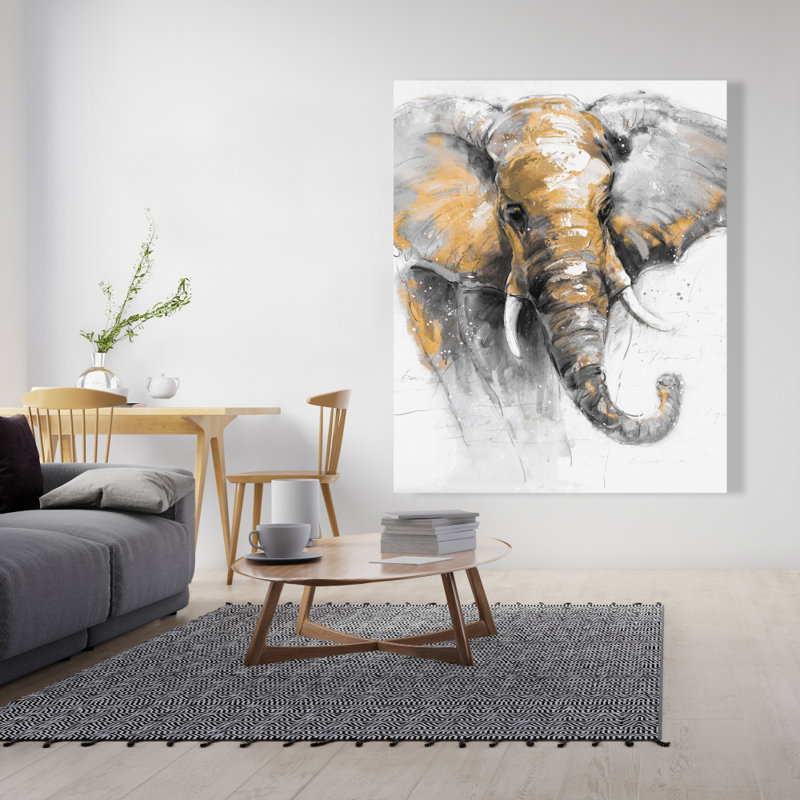 Magnifique éléphant doré - toile contemporaine décorative