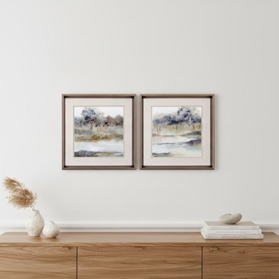 HomeRoots (Lot of Two) Silent Waters, impression murale encadrée en bronze