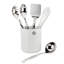 Hestan Provisions 6Pc Deluxe Tool Set: Porcelain Bain Marie, Stainless Steel Solid Spoon, Ladle Pasta Fork, Turner/Spatula, French Whisk