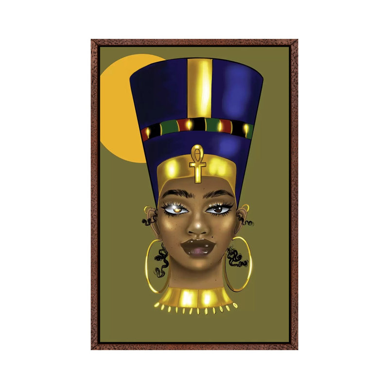 Brianna Nefertiti - Print on Canvas, 66.04 cm H x 45.72 cm W, Classic Brown Wood Framed