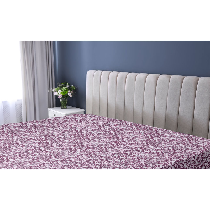 Drap-housse Ambesonne, Drap-housse simple TG, Prune, mauve, taupe / damas