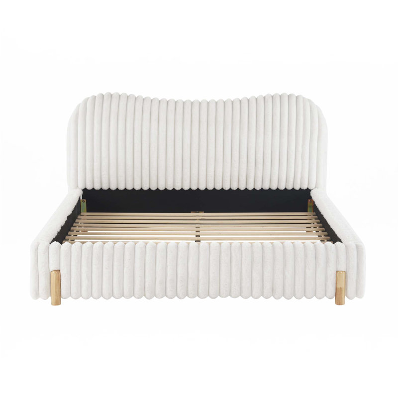 Lit tapissier Boucle avec tête de lit ondulée et coutures verticales