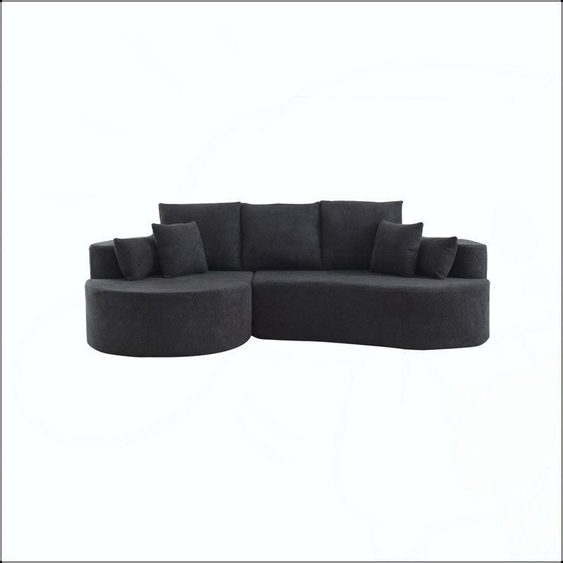Canapé modulaire courbé 106 po avec méridienne, Bouclé noir