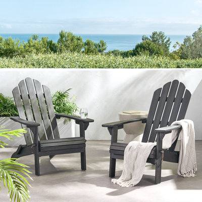 Lilwenn Solid Wood Foldable Adirondack Chair by Dovecove