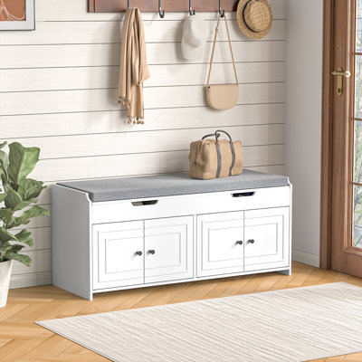 8 Pairs Shoe Storage Bench Entryway Storage Bench With Cushion