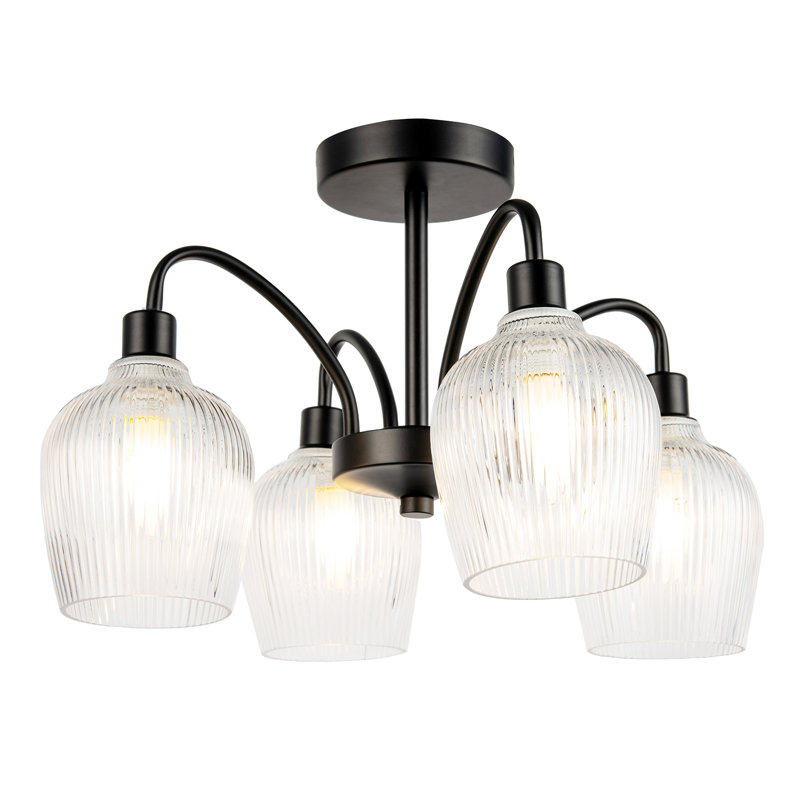 Glass Semi Flush Mount, Matte Black