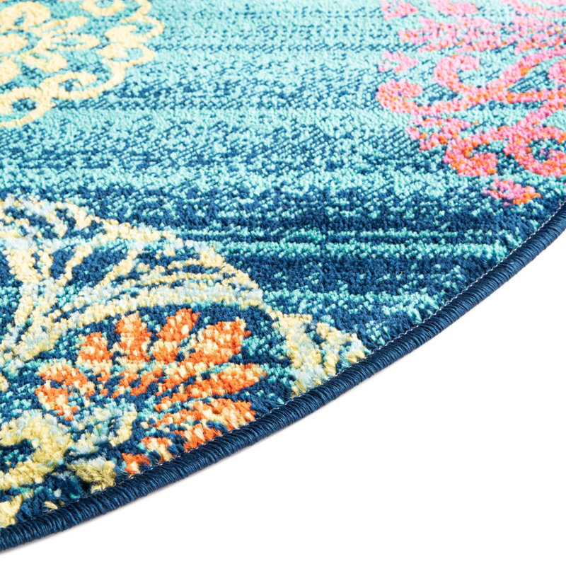Akridge Floral Indoor Rug, Round 7'