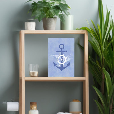 Nautical Anchor Wheel Abstract Retro Vintage Ocean Beach Wall Art Print 1 Piece Wrapped Canvas Wall Art