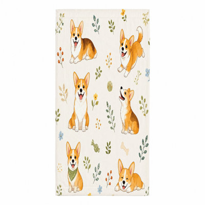 1 pièce Adorable serviette de plage Corgi, imprimé de chien mignon, microfibre pour piscine, voyage, camping, activités de plein air, cadeau