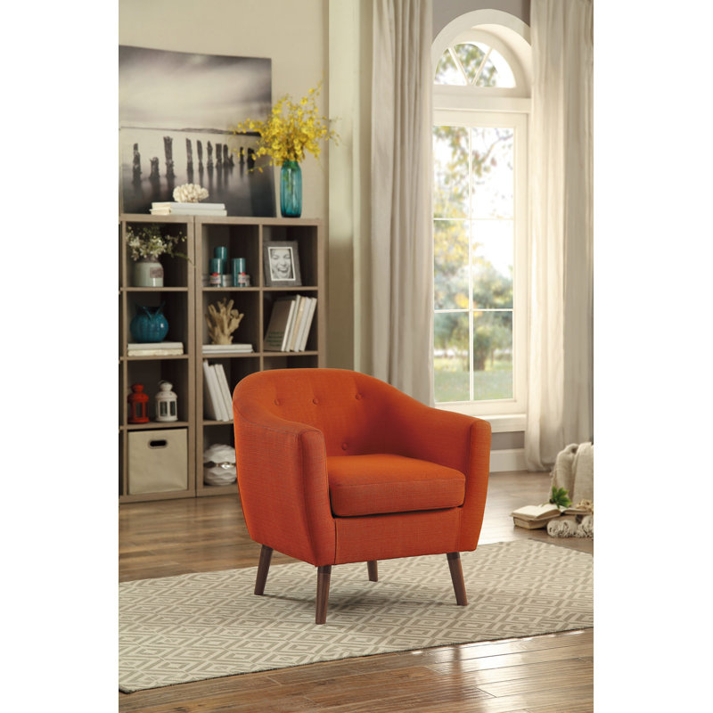 Fauteuil Bradyn en polyester touffeté à large largeur 77,47 po, Orange