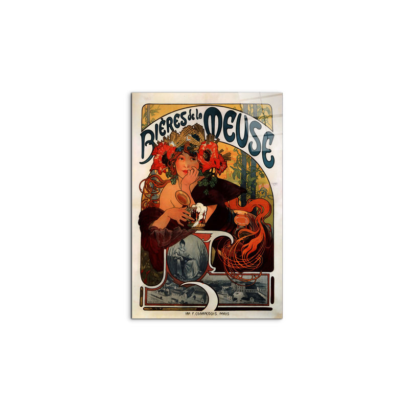 "Bieres de la Meuse" by Mucha Alphonse 53×79.5 cm CrystalArt Acrylic Glass Effect, Lightweight Ready to Hang