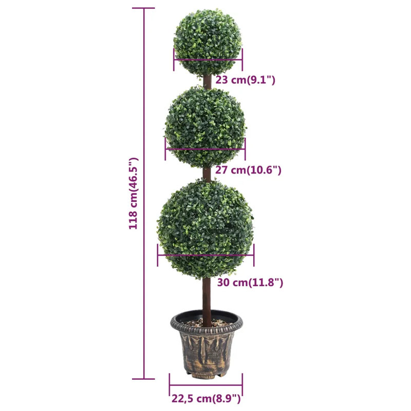 118cm Faux Boxwood Plant in Wood Pot