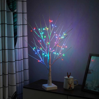 Lighted Trees For Indoor Decor With Timer, Christmas Tree With 72 LED Colour Lights,  Light Up Birch Tree Tabletop Lamp With Remote For Birthday Thanksgiving Wedding Decor