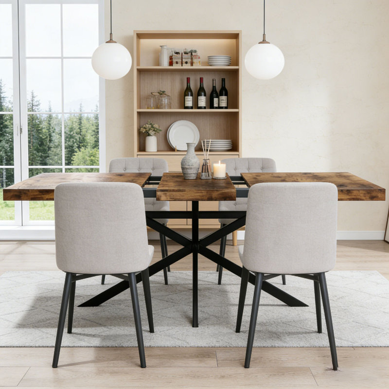 Table de salle à manger extensible pour 4 6 8, table de cuisine rectangulaire de 55 à 70,9 po, table de salle à manger extensible avec rangement caché, table de cuisine de style maison de campagne peu encombrante