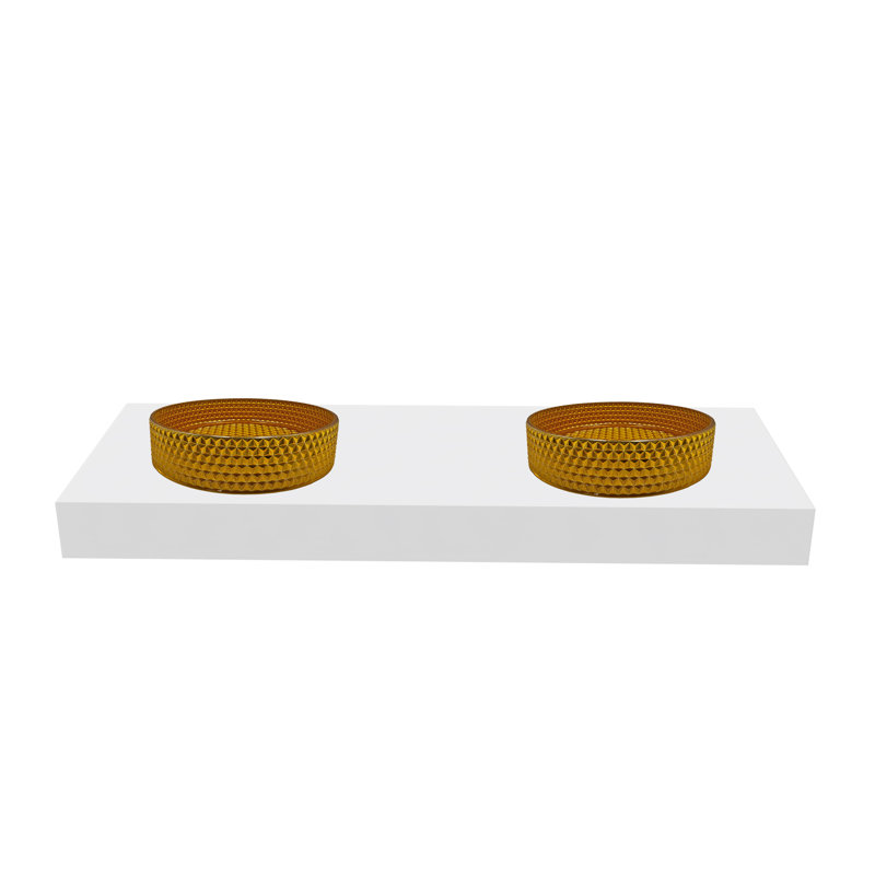 Lavabos vasques décoratives rondes 16 "avec base blanche 60" Scotch, Or