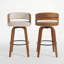 Tabourets de bar rembourrés 28,3 po Mid-Century avec dossier en bois courbé-861805252